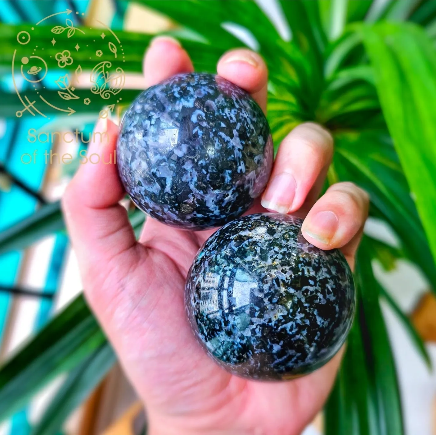 Mystical Merlinite (Indigo Gabbro) Spheres