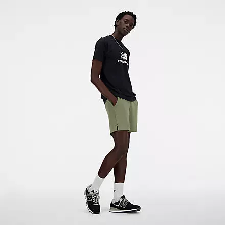 NEW BALANCE MEN'S ESSENTIALS LOGO BLACK TEE