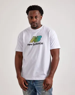 New Balance Stacked Logo Tee 'Cyan Burst'