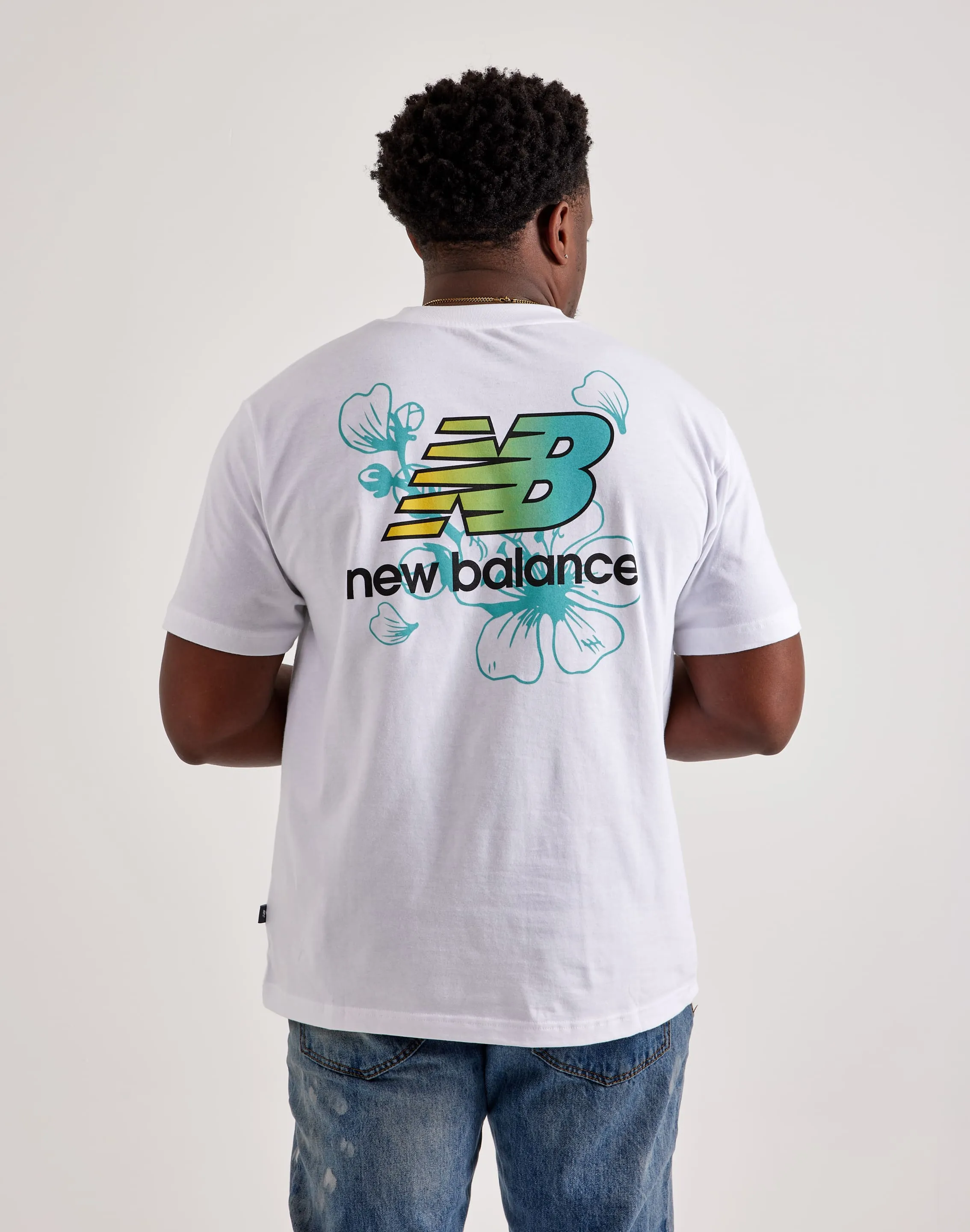 New Balance Stacked Logo Tee 'Cyan Burst'