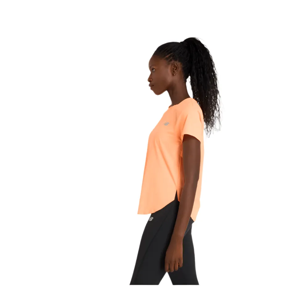 New Balance Women's Race Day Ultralight T-shirt in Hot Mango SS25