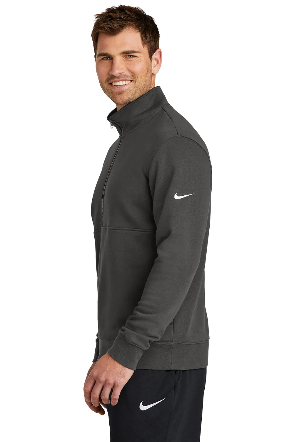 Nike Mens Club Fleece 1/4 Zip Sweatshirt w/ Pockets - Anthracite Grey