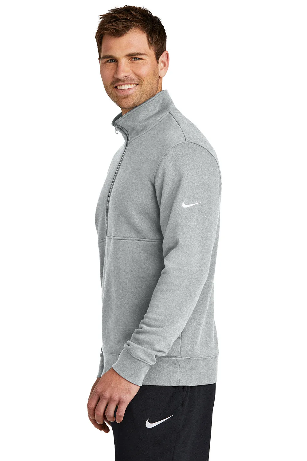 Nike Mens Club Fleece 1/4 Zip Sweatshirt w/ Pockets - Heather Dark Grey