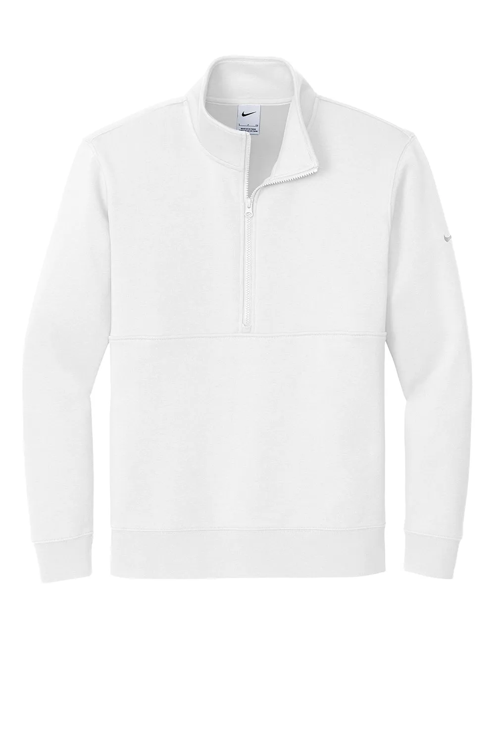 Nike Mens Club Fleece 1/4 Zip Sweatshirt w/ Pockets - White
