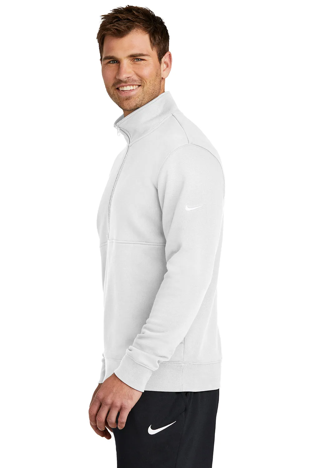 Nike Mens Club Fleece 1/4 Zip Sweatshirt w/ Pockets - White