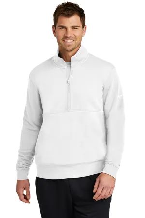Nike Mens Club Fleece 1/4 Zip Sweatshirt w/ Pockets - White