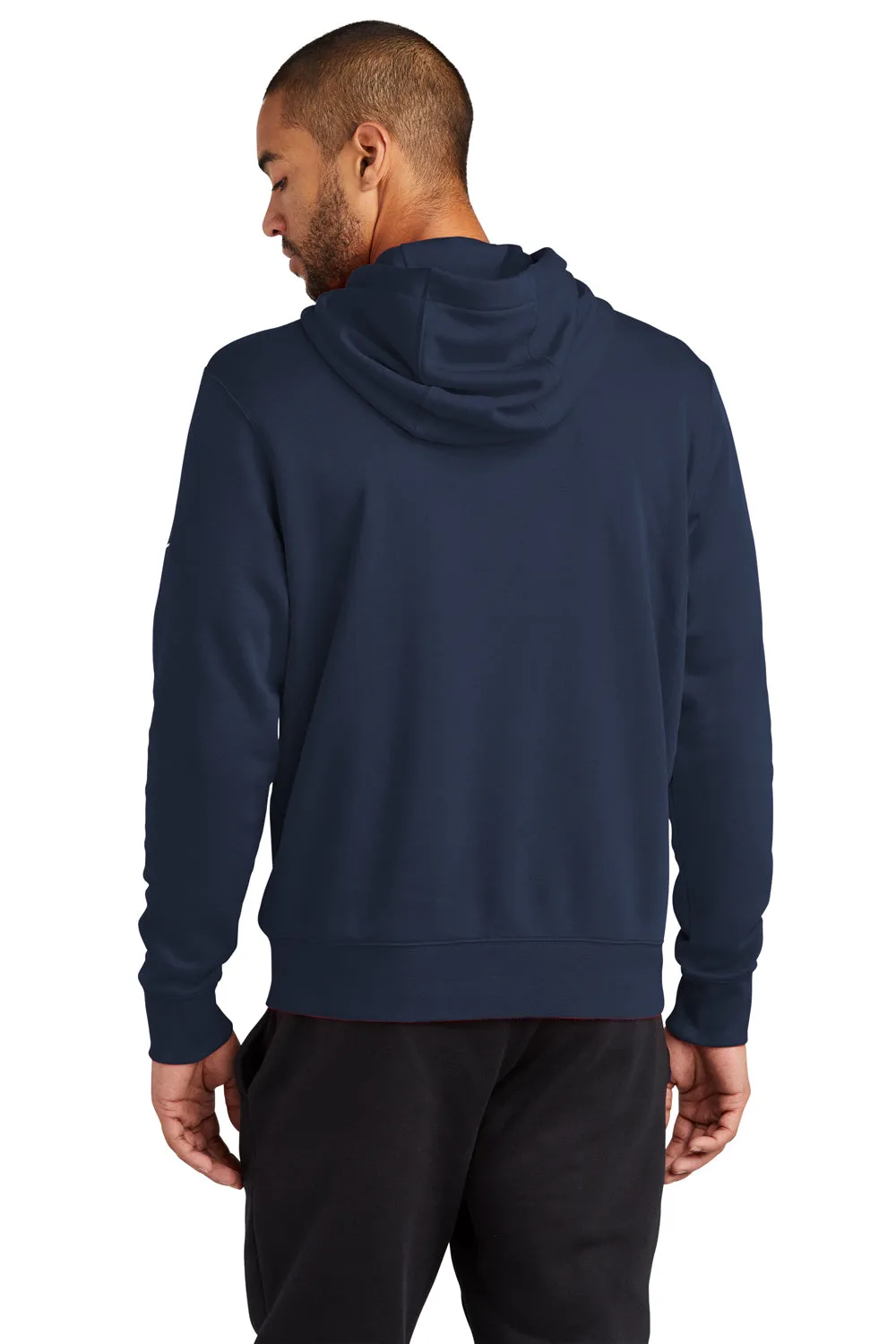 Nike Mens Club Fleece Full Zip Hooded Sweatshirt Hoodie w/ Pockets - Midnight Navy Blue