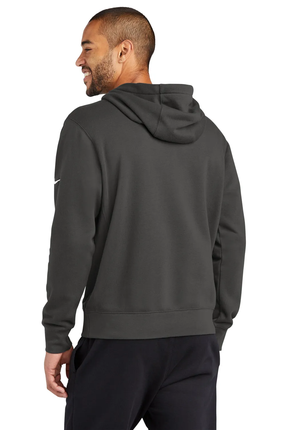 Nike Mens Club Fleece Hooded Sweatshirt Hoodie w/ Pouch Pocket - Anthracite Grey