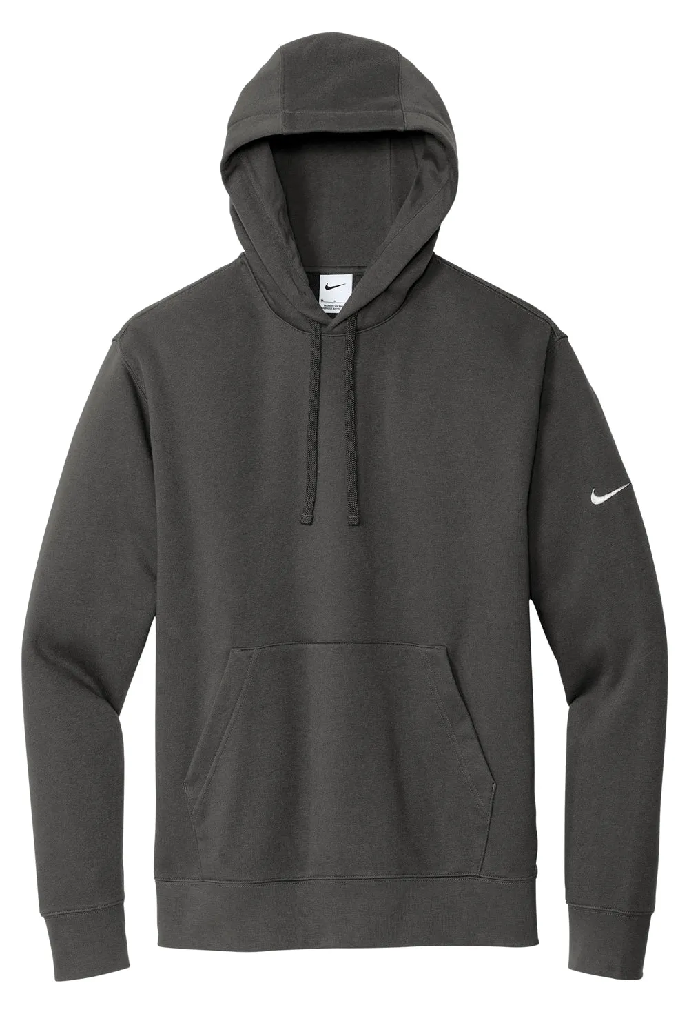 Nike Mens Club Fleece Hooded Sweatshirt Hoodie w/ Pouch Pocket - Anthracite Grey