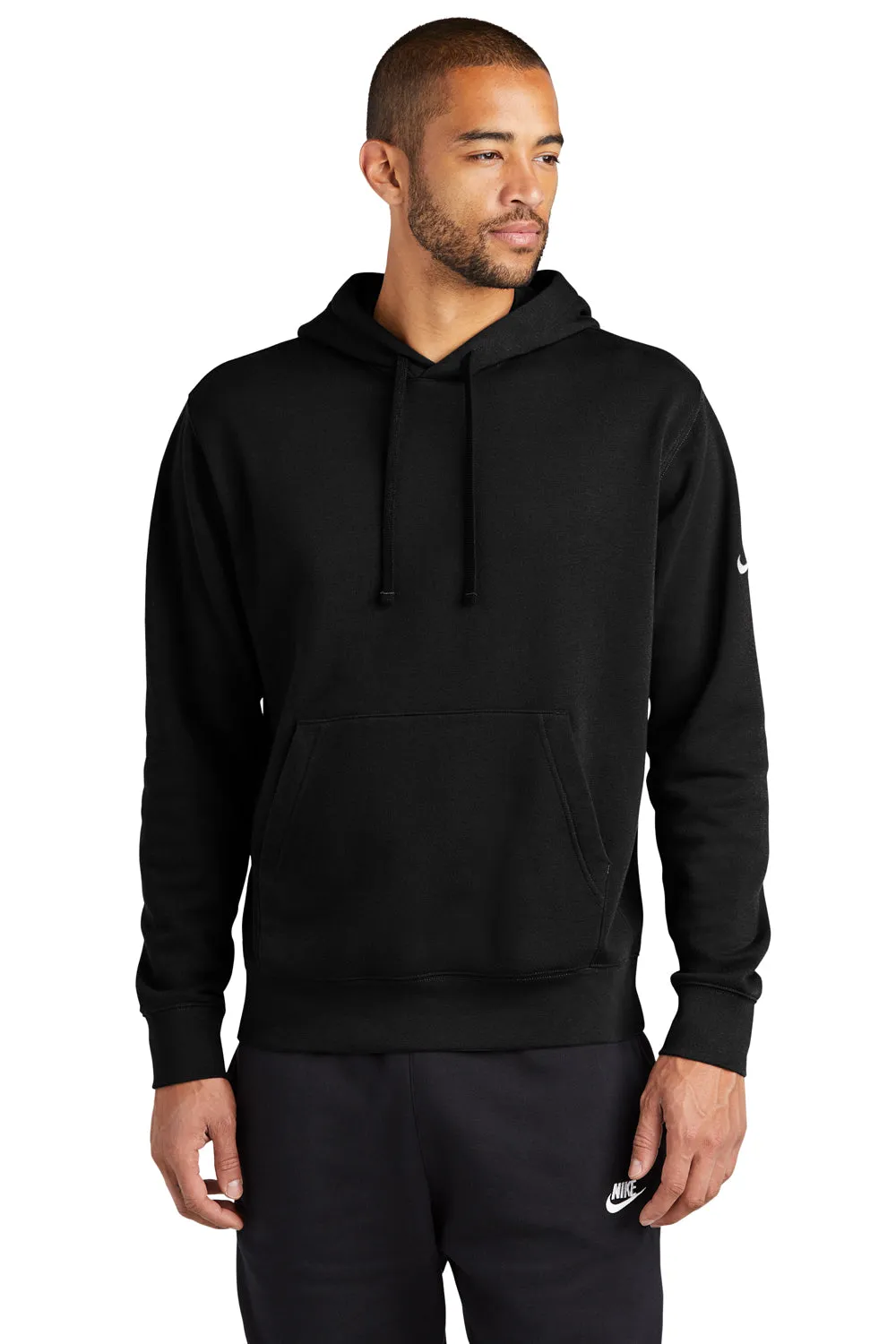 Nike Mens Club Fleece Hooded Sweatshirt Hoodie w/ Pouch Pocket - Black