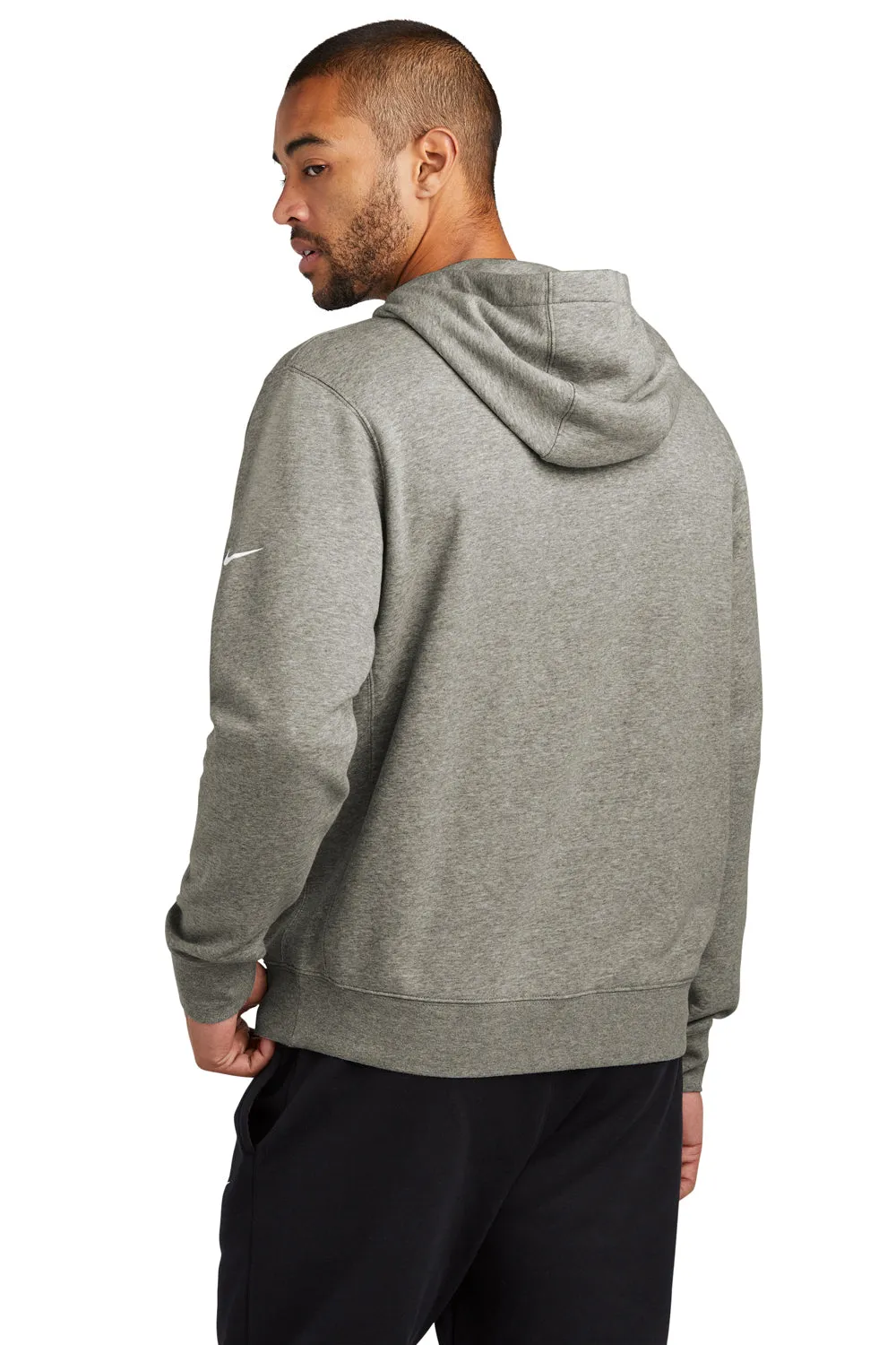 Nike Mens Club Fleece Hooded Sweatshirt Hoodie w/ Pouch Pocket - Heather Dark Grey