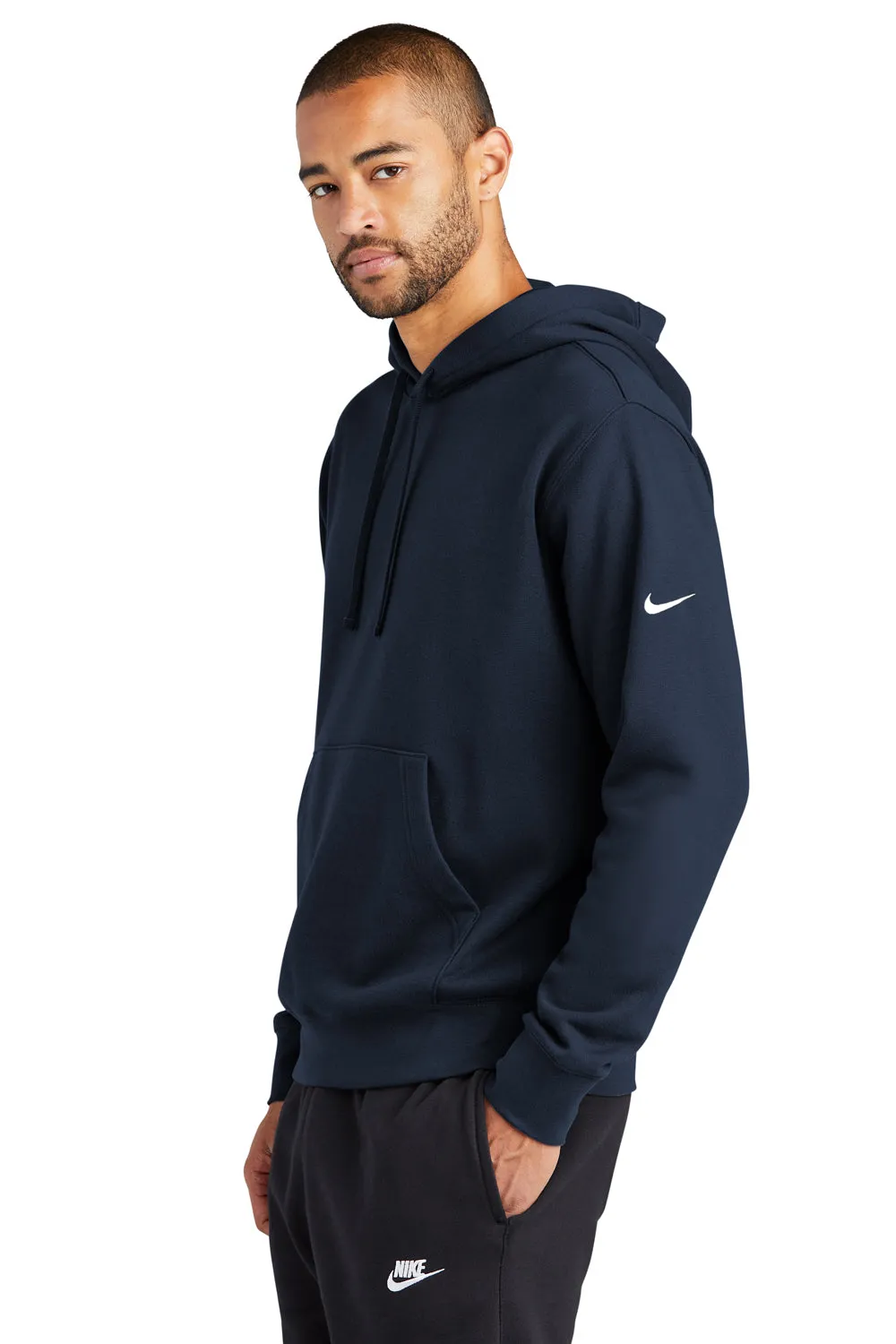 Nike Mens Club Fleece Hooded Sweatshirt Hoodie w/ Pouch Pocket - Midnight Navy Blue