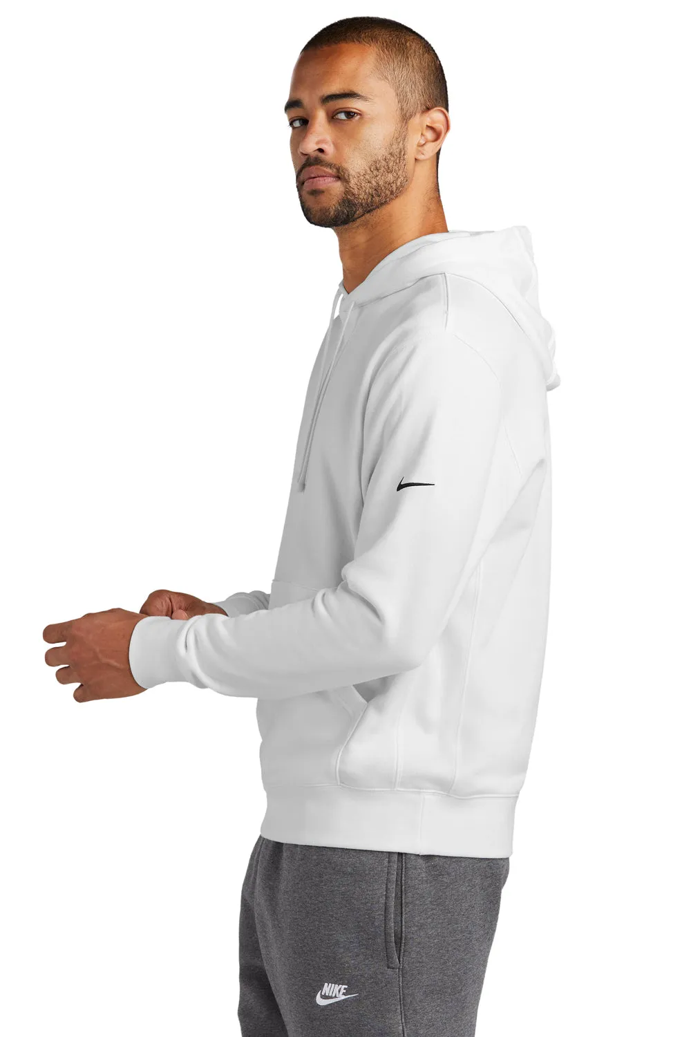 Nike Mens Club Fleece Hooded Sweatshirt Hoodie w/ Pouch Pocket - White