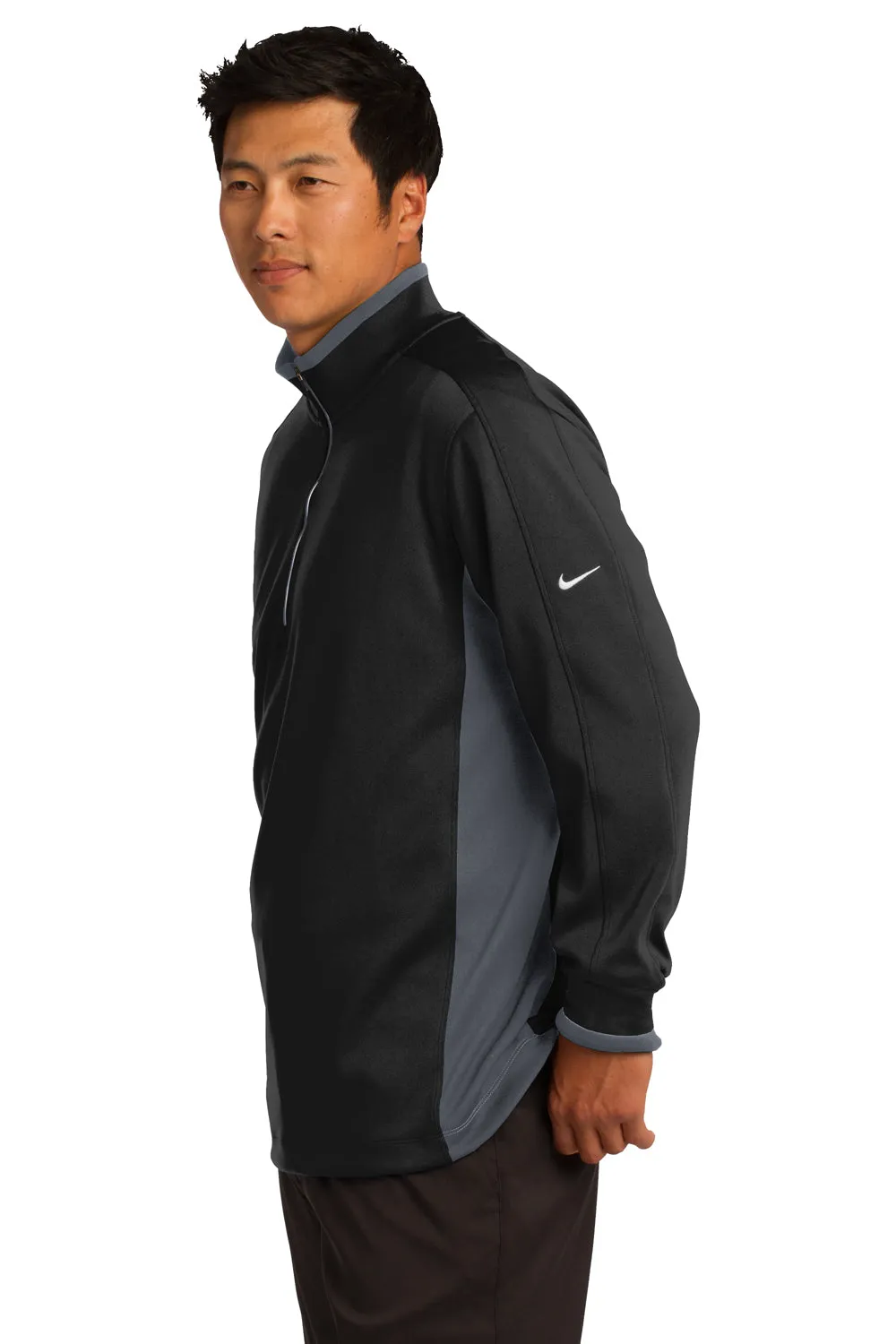 Nike Mens Dri-Fit Moisture Wicking 1/4 Zip Sweatshirt - Black/Dark Grey/White