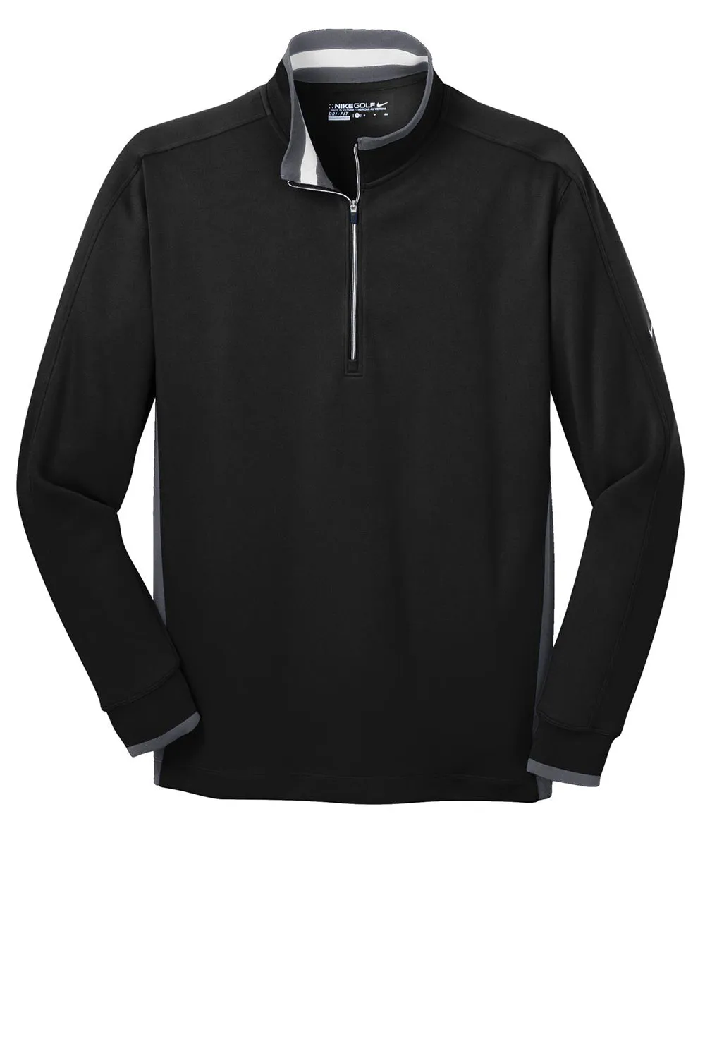 Nike Mens Dri-Fit Moisture Wicking 1/4 Zip Sweatshirt - Black/Dark Grey/White