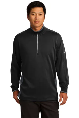 Nike Mens Dri-Fit Moisture Wicking 1/4 Zip Sweatshirt - Black/Dark Grey/White