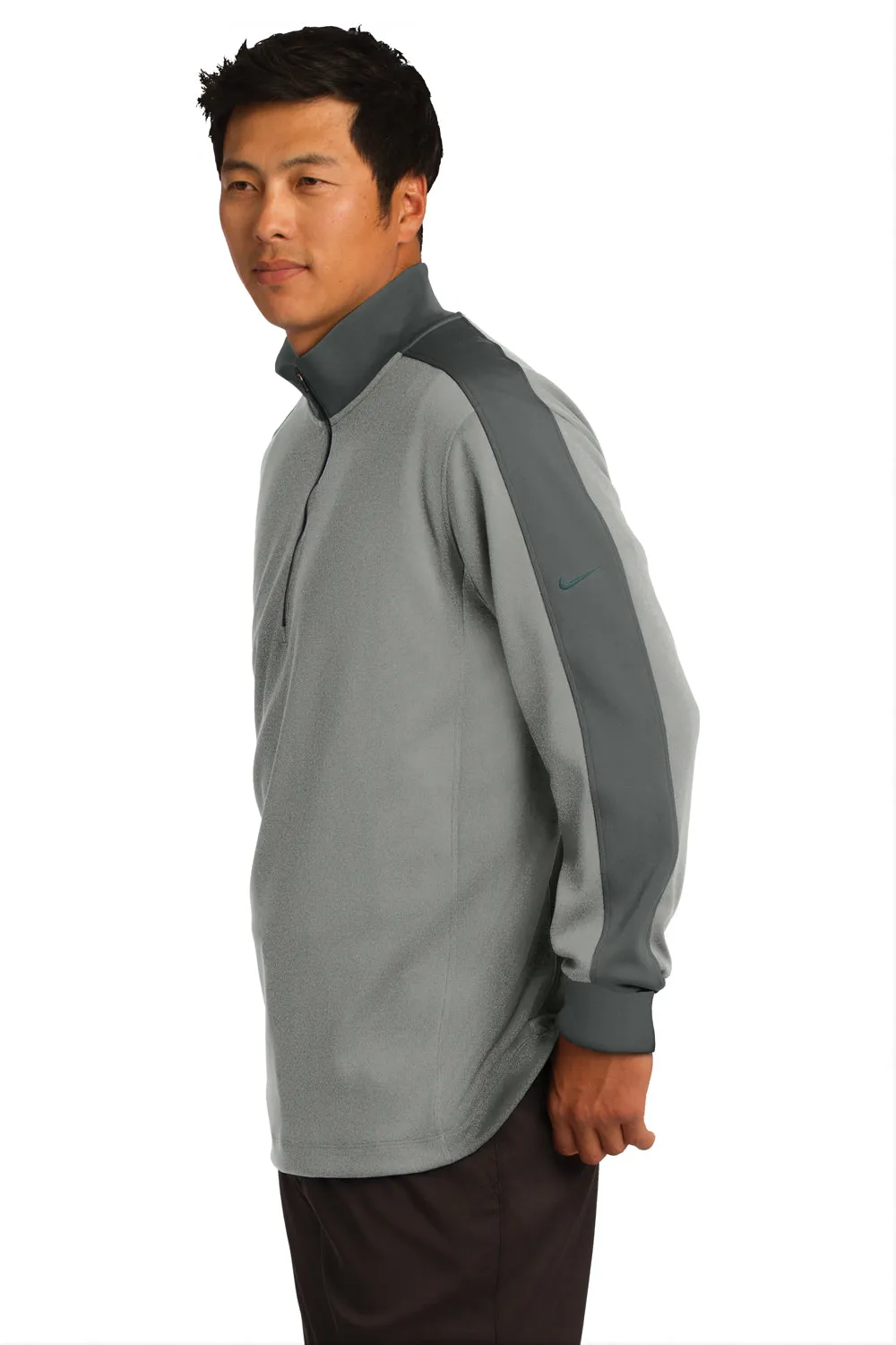 Nike Mens Dri-Fit Moisture Wicking 1/4 Zip Sweatshirt - Heather Grey/Dark Grey  Best hot sale Clothing Nike