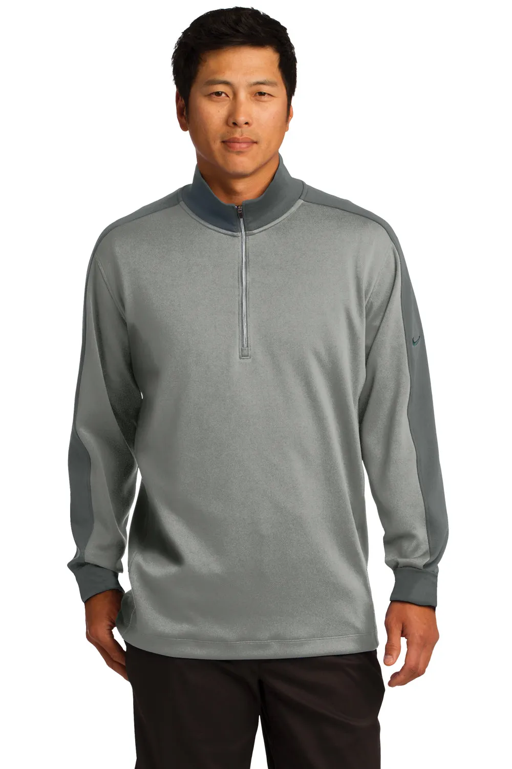 Nike Mens Dri-Fit Moisture Wicking 1/4 Zip Sweatshirt - Heather Grey/Dark Grey  Best hot sale Clothing Nike