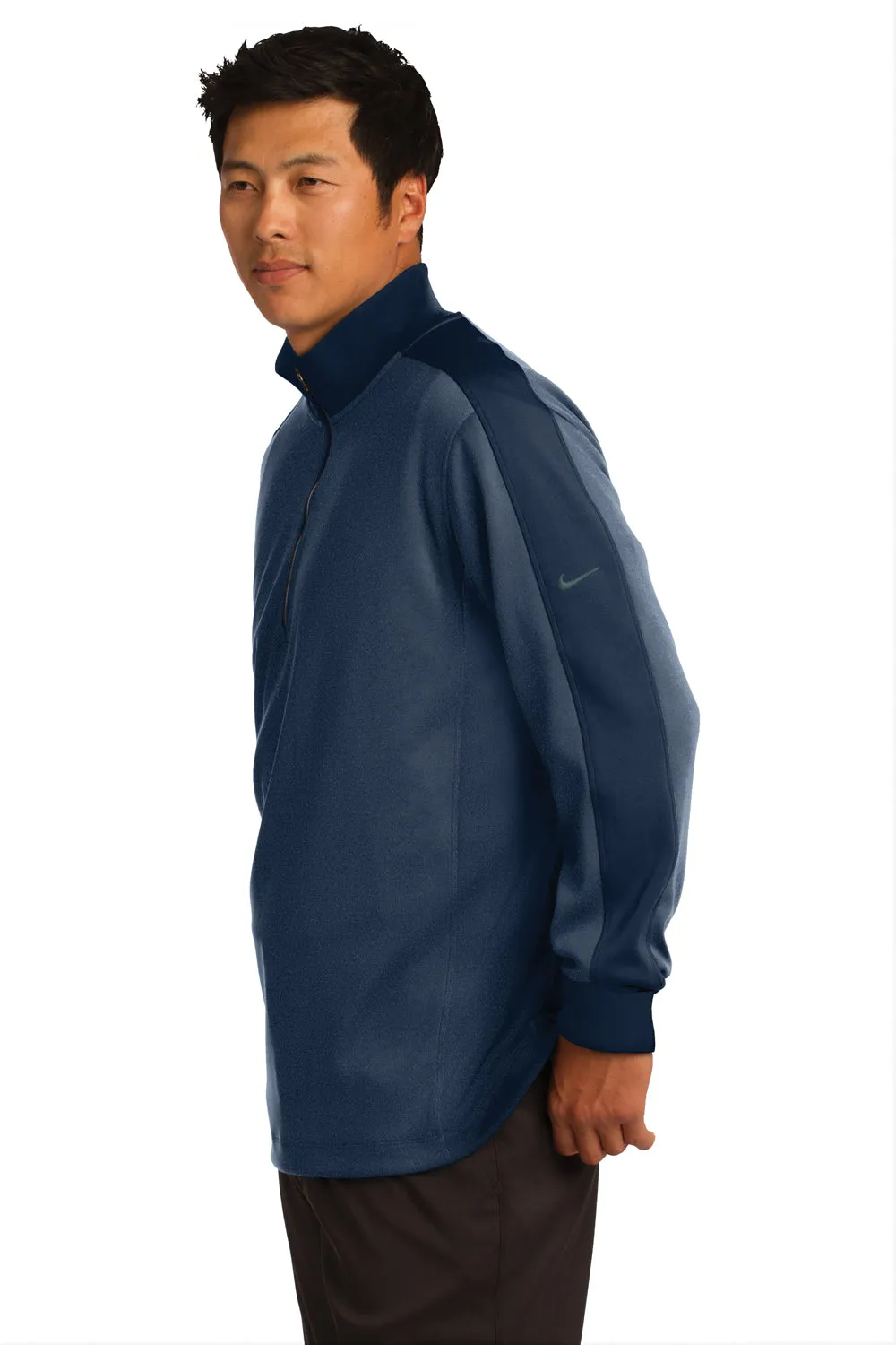 Nike Mens Dri-Fit Moisture Wicking 1/4 Zip Sweatshirt - Heather Navy Blue/Navy Blue  Best hot sale Clothing Nike