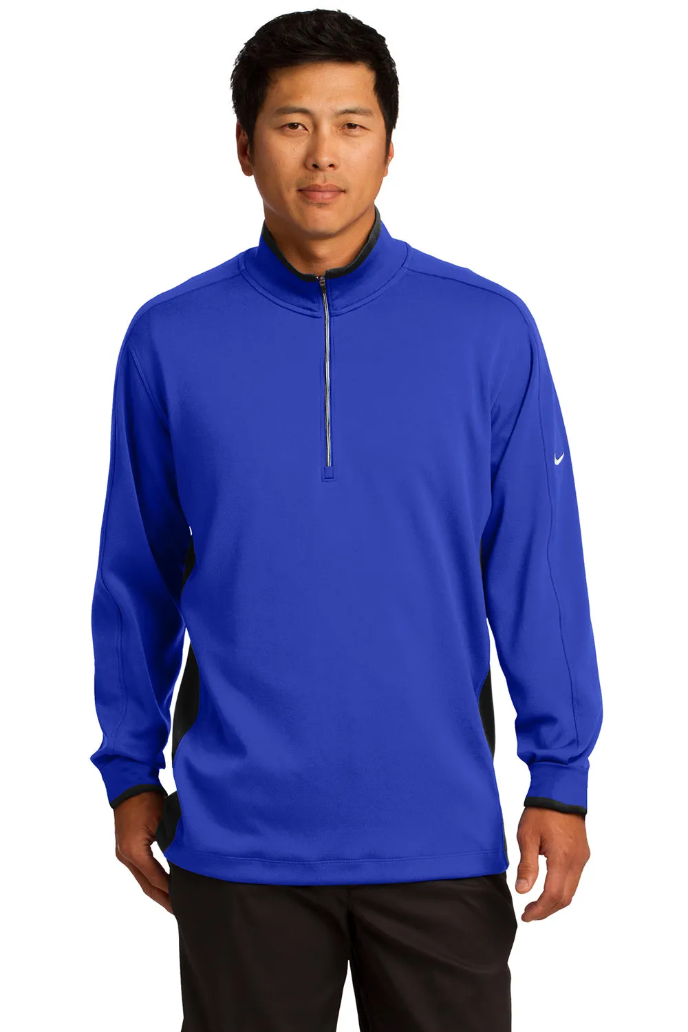 Nike Mens Dri-Fit Moisture Wicking 1/4 Zip Sweatshirt - Royal Blue/Black/White  Best hot sale Clothing Nike