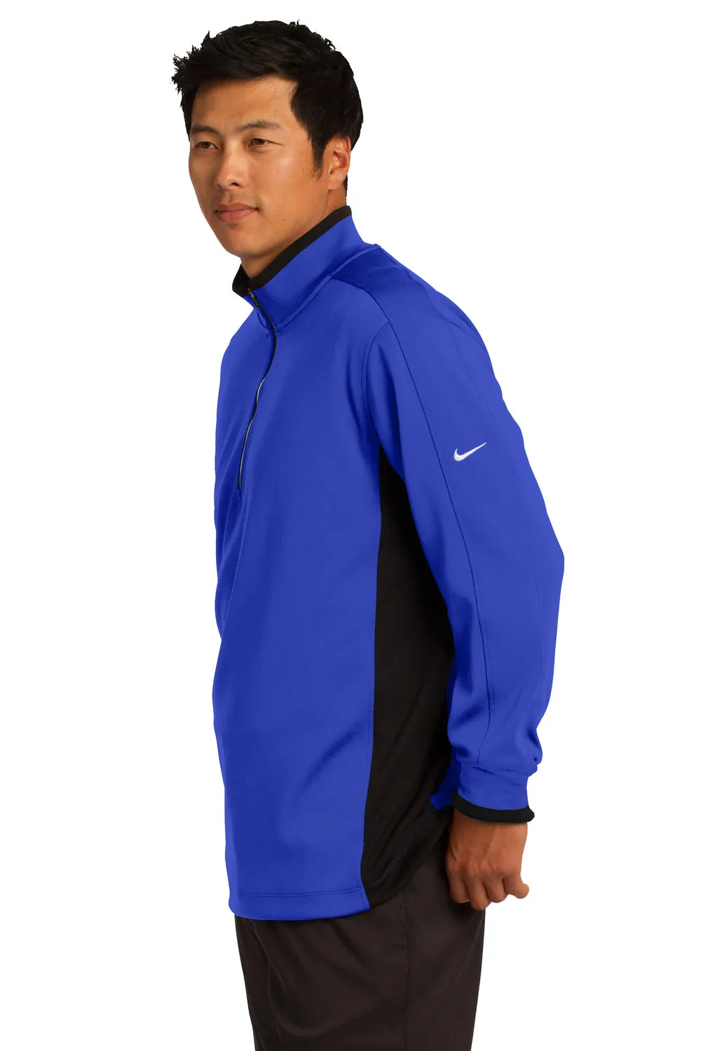 Nike Mens Dri-Fit Moisture Wicking 1/4 Zip Sweatshirt - Royal Blue/Black/White  Best hot sale Clothing Nike
