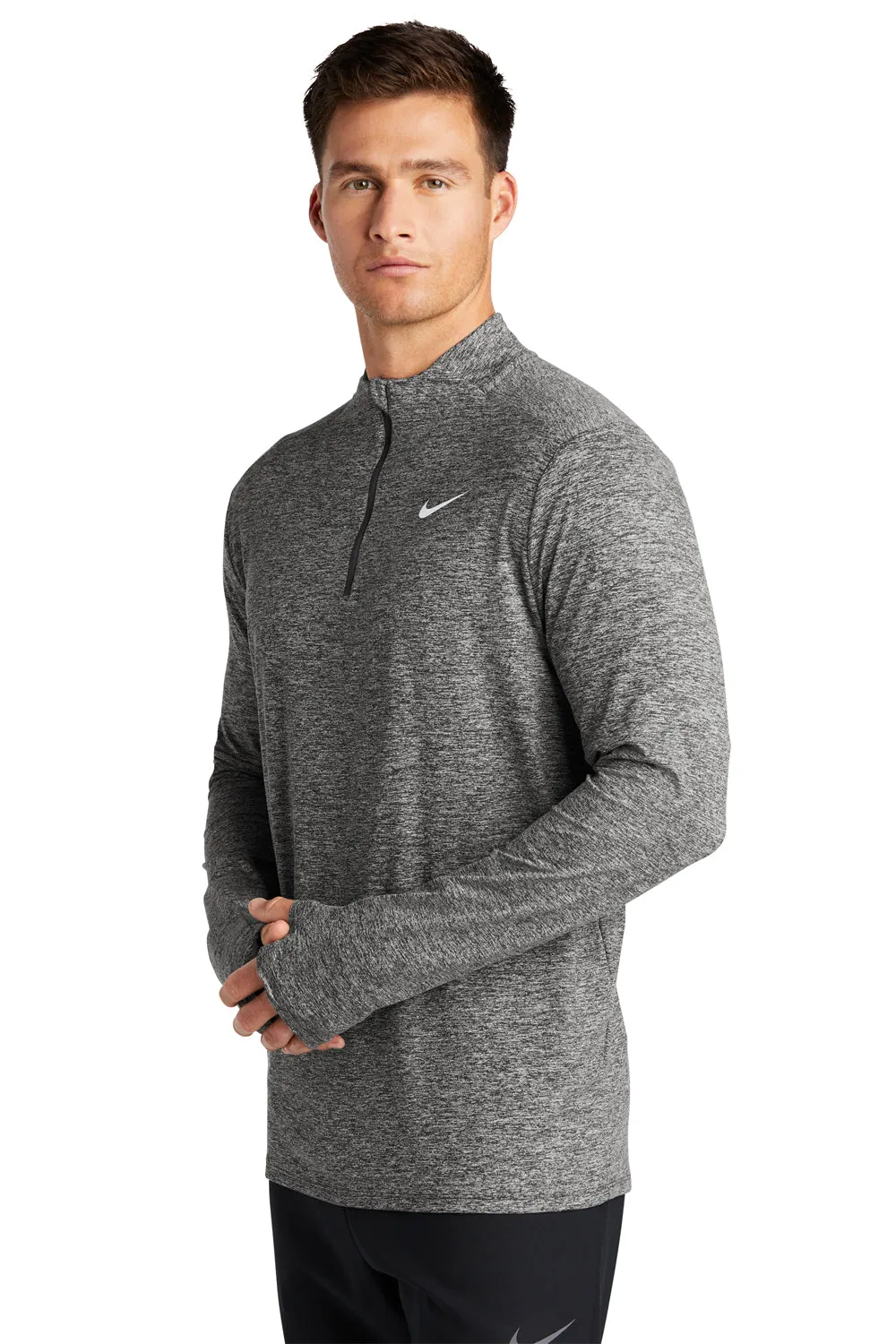 Nike Mens Element Dri-Fit Moisture Wicking 1/4 Zip Sweatshirt - Heather Black