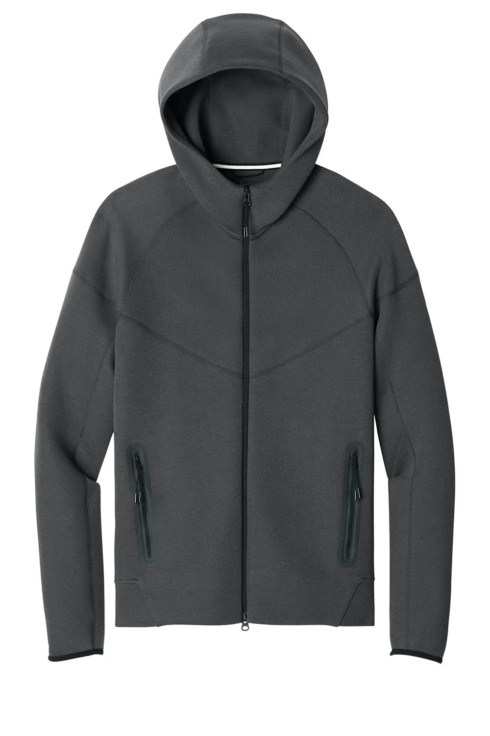 Nike Mens Tech Fleece Full Zip Hooded Sweatshirt Hoodie w/ Pockets - Heather Anthracite Grey