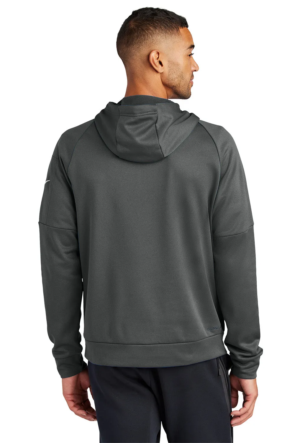 Nike Mens Therma-Fit Fleece 1/4 Zip Hooded Sweatshirt Hoodie w/ Pouch Pocket - Anthracite Grey