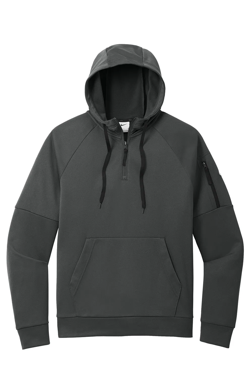 Nike Mens Therma-Fit Fleece 1/4 Zip Hooded Sweatshirt Hoodie w/ Pouch Pocket - Anthracite Grey