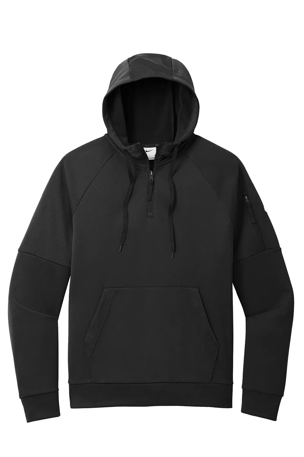 Nike Mens Therma-Fit Fleece 1/4 Zip Hooded Sweatshirt Hoodie w/ Pouch Pocket - Black