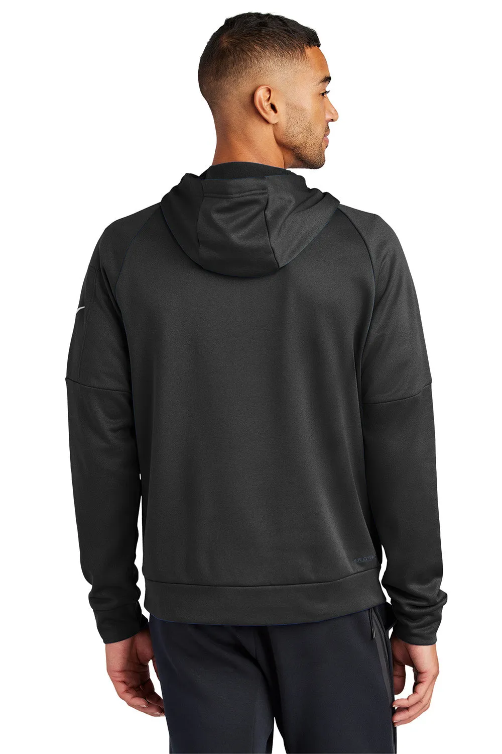 Nike Mens Therma-Fit Fleece 1/4 Zip Hooded Sweatshirt Hoodie w/ Pouch Pocket - Black