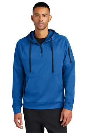Nike Mens Therma-Fit Fleece 1/4 Zip Hooded Sweatshirt Hoodie w/ Pouch Pocket - Game Royal Blue