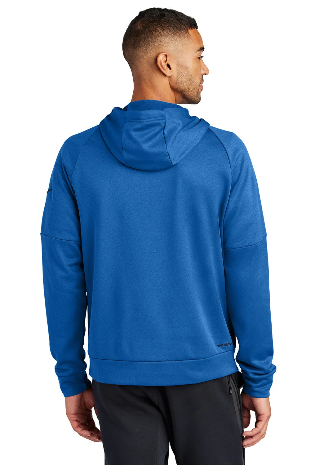 Nike Mens Therma-Fit Fleece 1/4 Zip Hooded Sweatshirt Hoodie w/ Pouch Pocket - Game Royal Blue