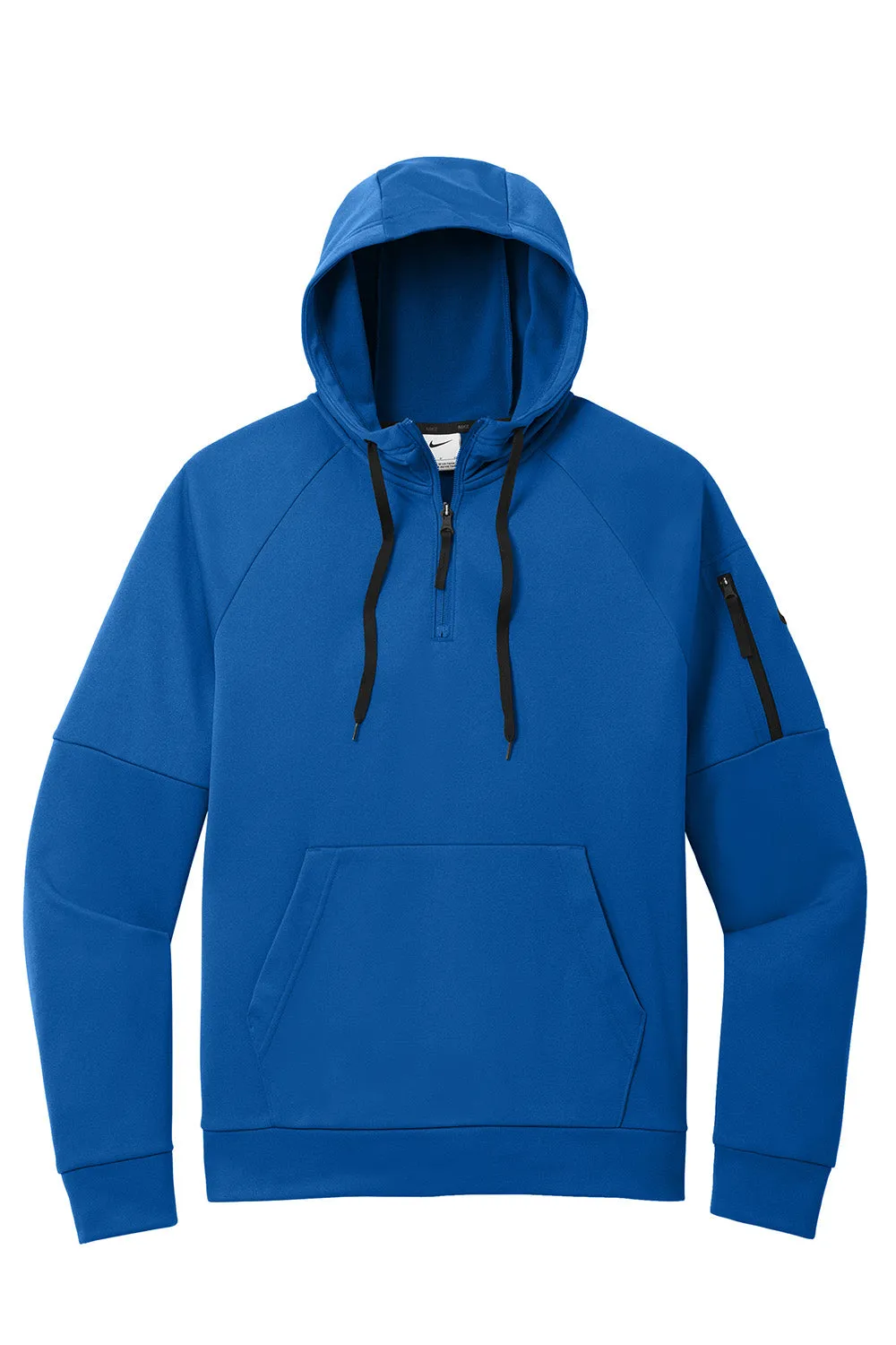 Nike Mens Therma-Fit Fleece 1/4 Zip Hooded Sweatshirt Hoodie w/ Pouch Pocket - Game Royal Blue