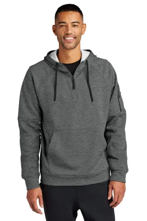 Nike Mens Therma-Fit Fleece 1/4 Zip Hooded Sweatshirt Hoodie w/ Pouch Pocket - Heather Charcoal Grey