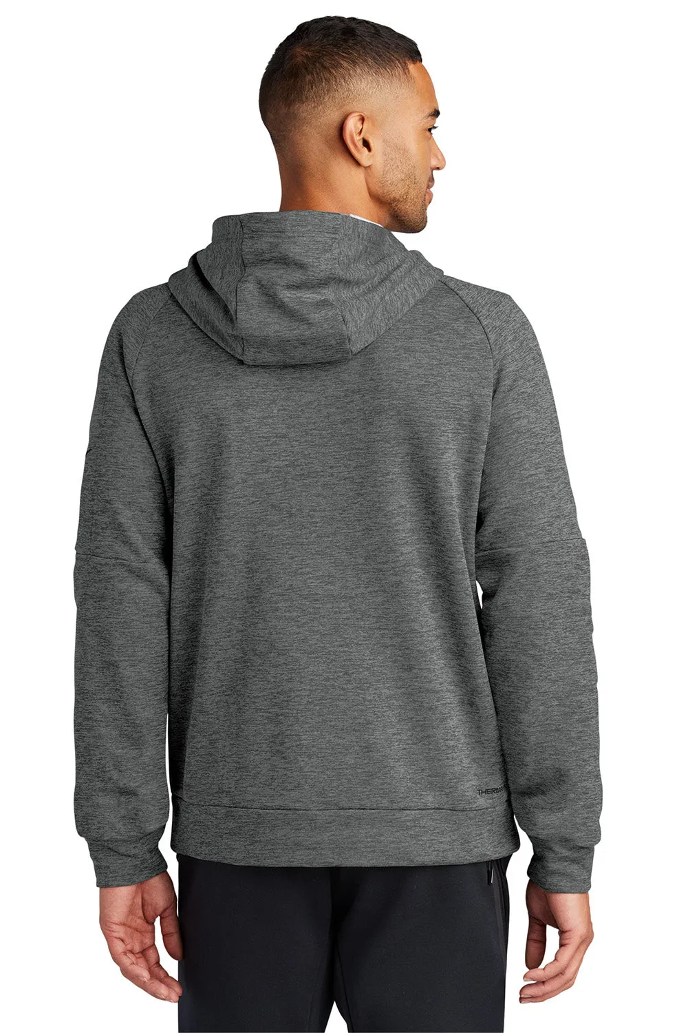 Nike Mens Therma-Fit Fleece 1/4 Zip Hooded Sweatshirt Hoodie w/ Pouch Pocket - Heather Charcoal Grey