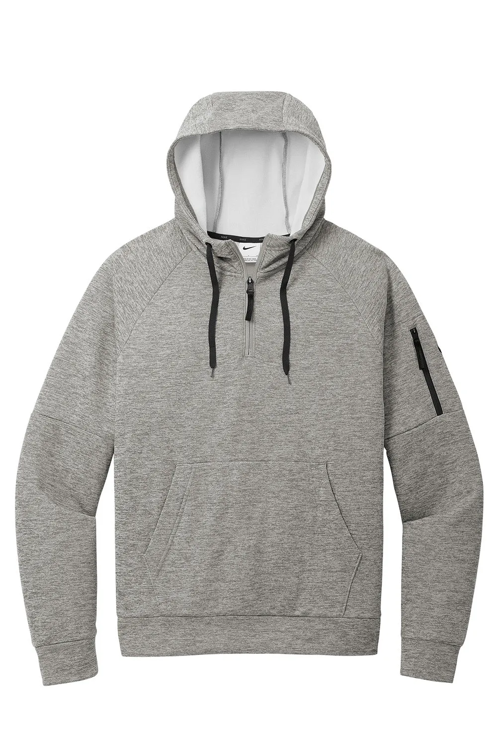 Nike Mens Therma-Fit Fleece 1/4 Zip Hooded Sweatshirt Hoodie w/ Pouch Pocket - Heather Dark Grey