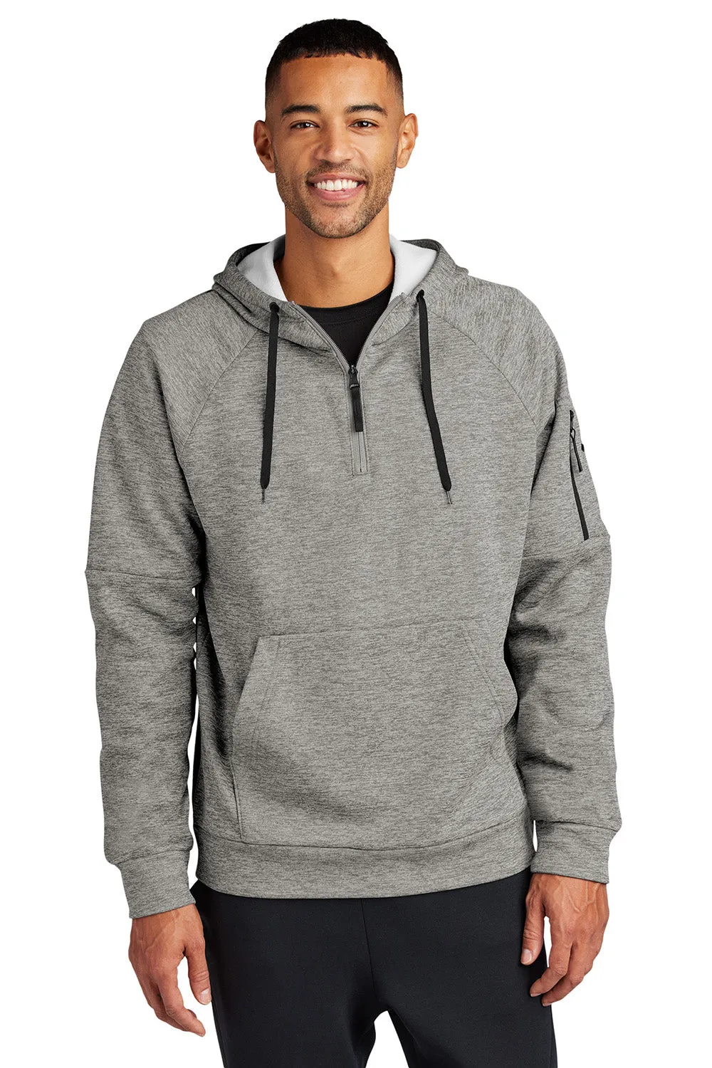 Nike Mens Therma-Fit Fleece 1/4 Zip Hooded Sweatshirt Hoodie w/ Pouch Pocket - Heather Dark Grey