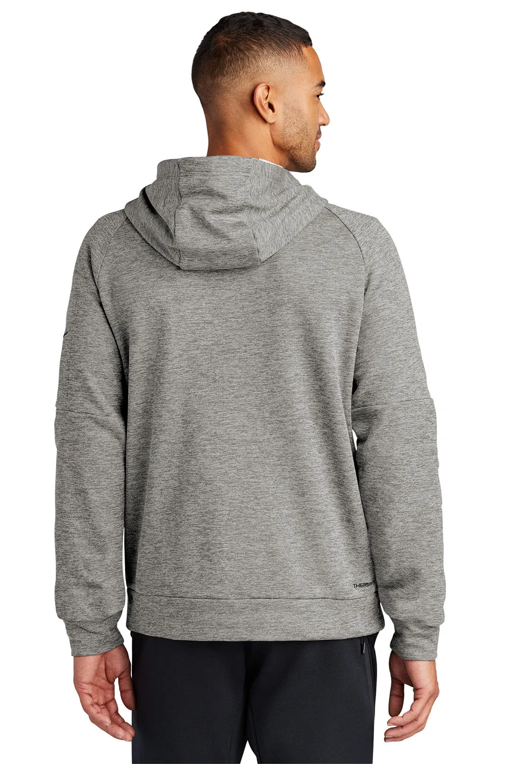 Nike Mens Therma-Fit Fleece 1/4 Zip Hooded Sweatshirt Hoodie w/ Pouch Pocket - Heather Dark Grey