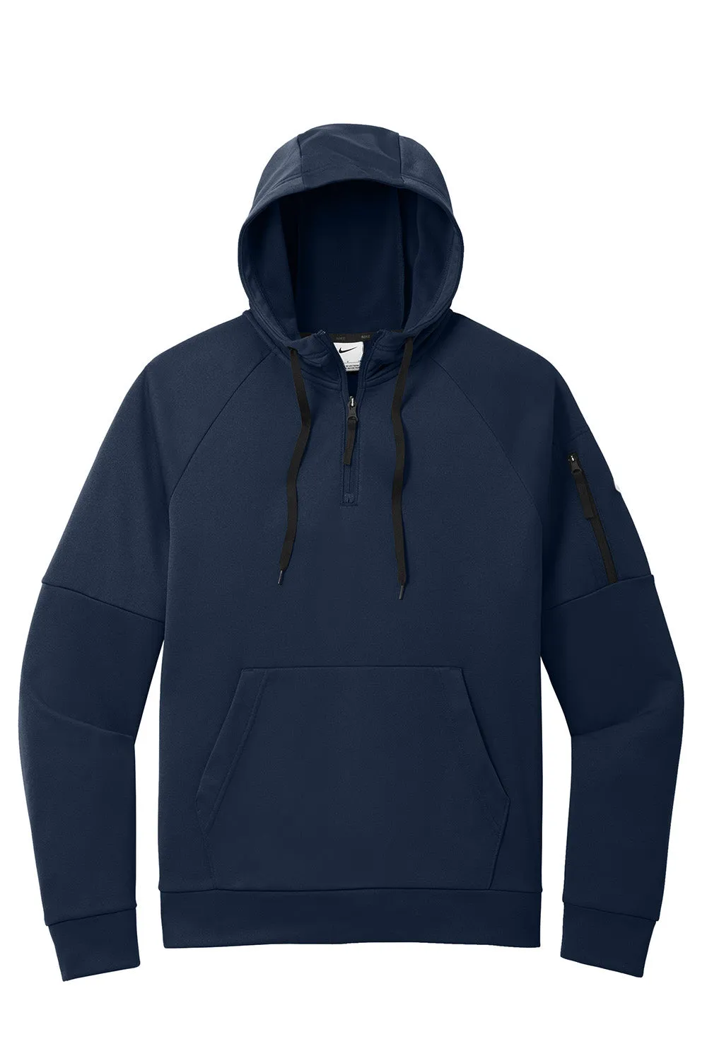 Nike Mens Therma-Fit Fleece 1/4 Zip Hooded Sweatshirt Hoodie w/ Pouch Pocket - Navy Blue