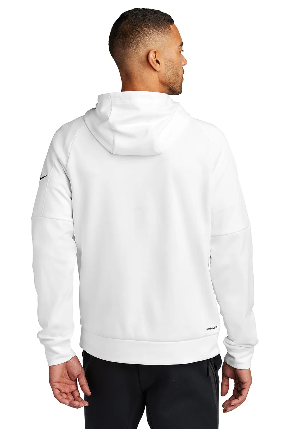 Nike Mens Therma-Fit Fleece 1/4 Zip Hooded Sweatshirt Hoodie w/ Pouch Pocket - White