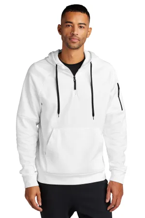 Nike Mens Therma-Fit Fleece 1/4 Zip Hooded Sweatshirt Hoodie w/ Pouch Pocket - White