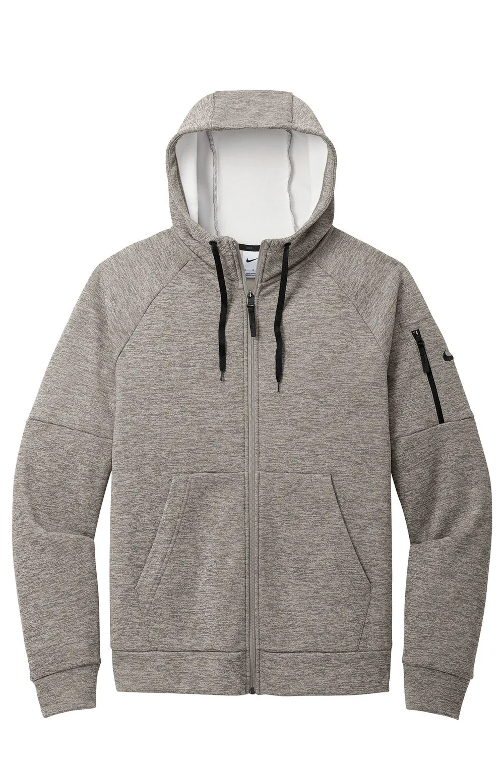 Nike Mens Therma-Fit Fleece Full Zip Hooded Sweatshirt Hoodie w/ Pockets - Heather Dark Grey