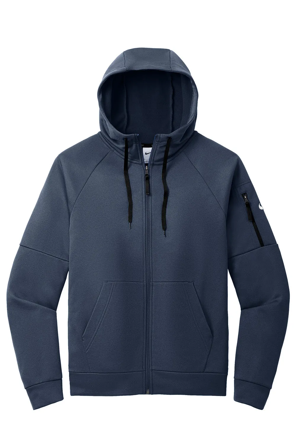 Nike Mens Therma-Fit Fleece Full Zip Hooded Sweatshirt Hoodie w/ Pockets - Navy Blue