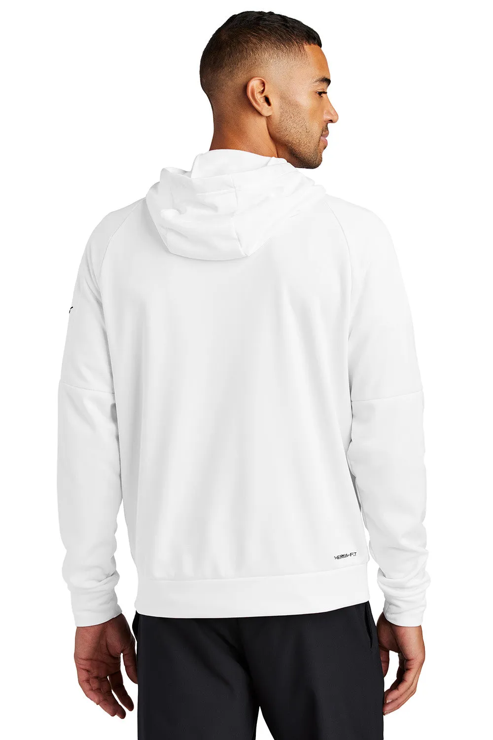 Nike Mens Therma-Fit Fleece Full Zip Hooded Sweatshirt Hoodie w/ Pockets - White