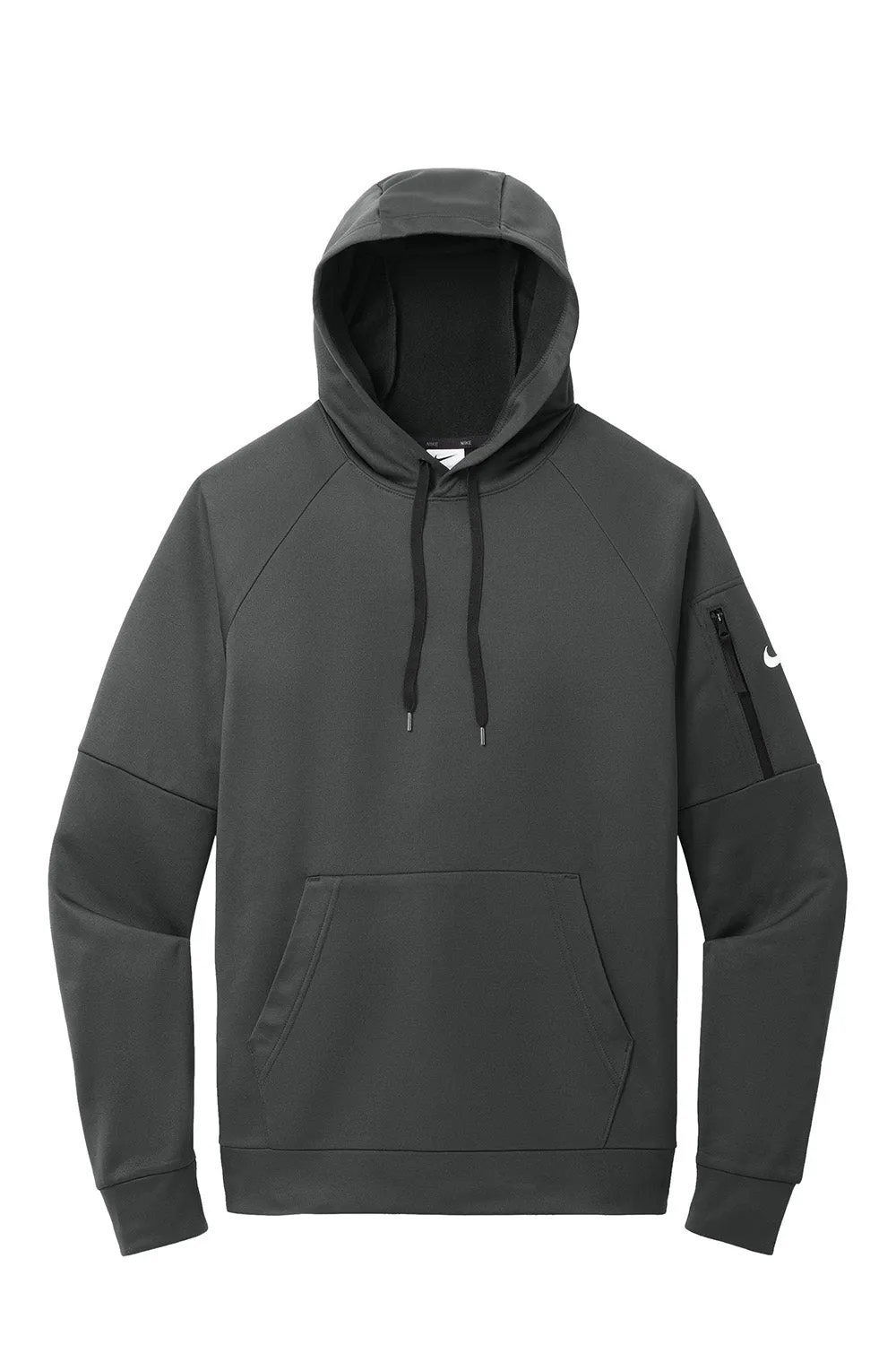 Nike Mens Therma-Fit Fleece Hooded Sweatshirt Hoodie w/ Pouch Pocket - Anthracite Grey