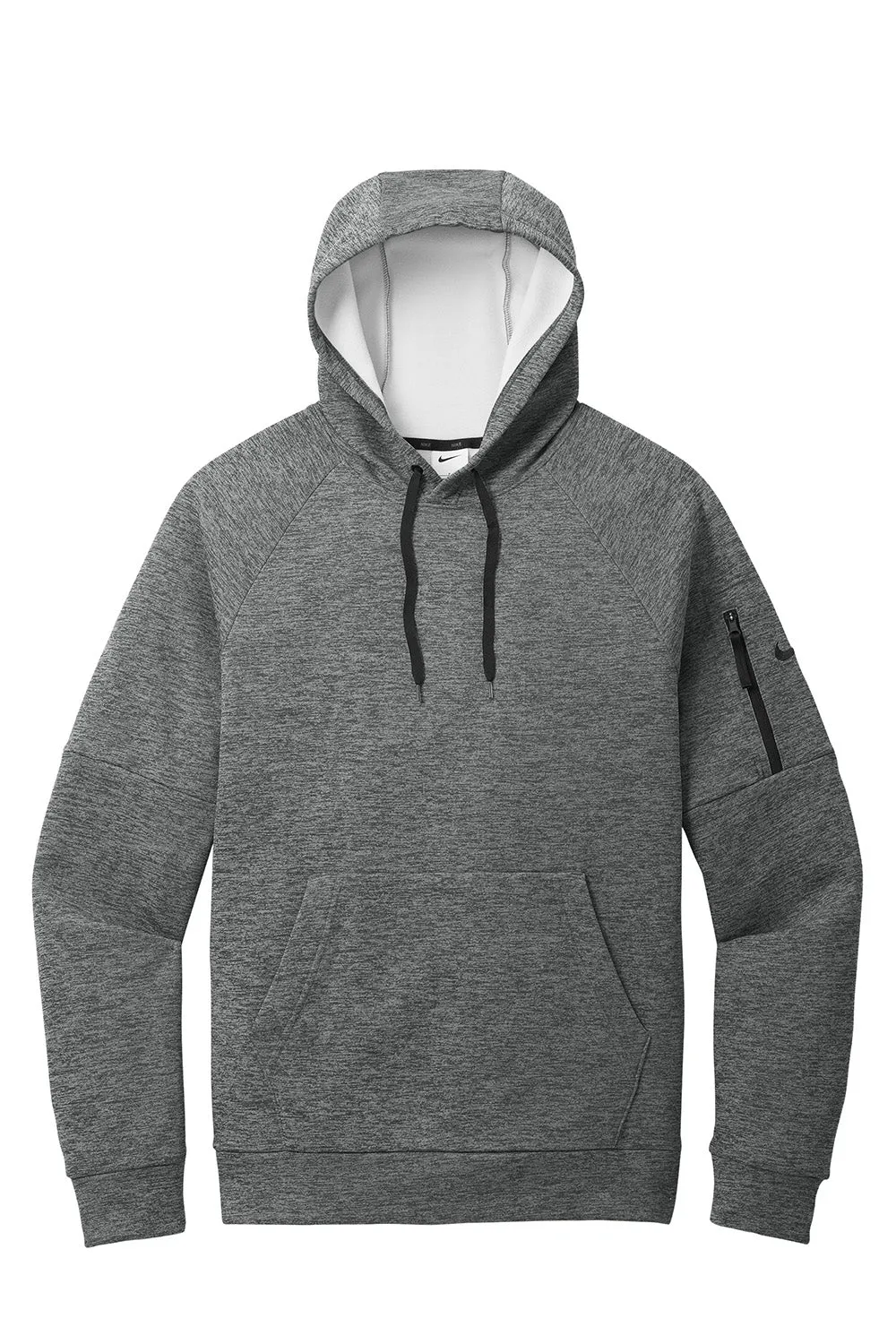 Nike Mens Therma-Fit Fleece Hooded Sweatshirt Hoodie w/ Pouch Pocket - Heather Charcoal Grey
