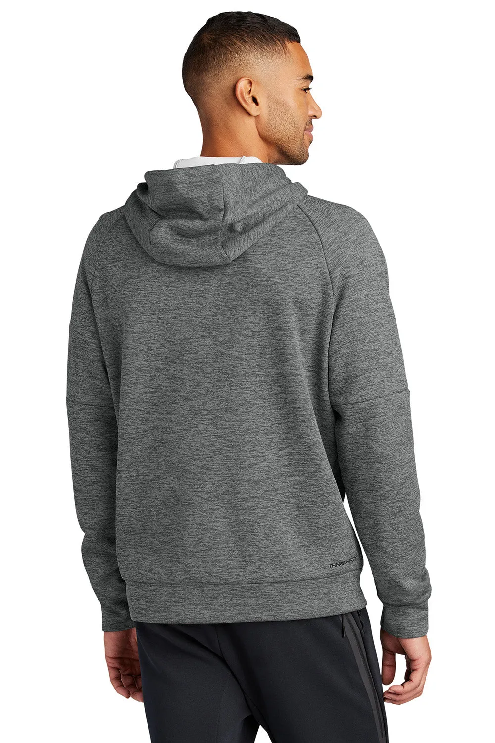 Nike Mens Therma-Fit Fleece Hooded Sweatshirt Hoodie w/ Pouch Pocket - Heather Charcoal Grey