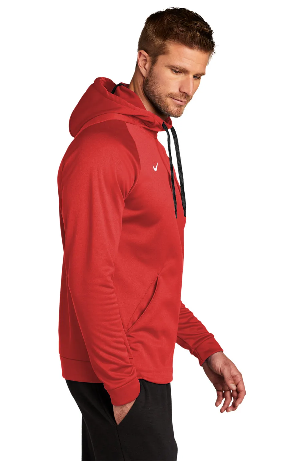 Nike Mens Therma-Fit Moisture Wicking Fleece Hooded Sweatshirt Hoodie w/ Pouch Pocket - Team Scarlet Red