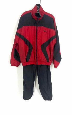 Nike Size M Red/Black Paneled Grid Vintage Activewear Jogging Suit